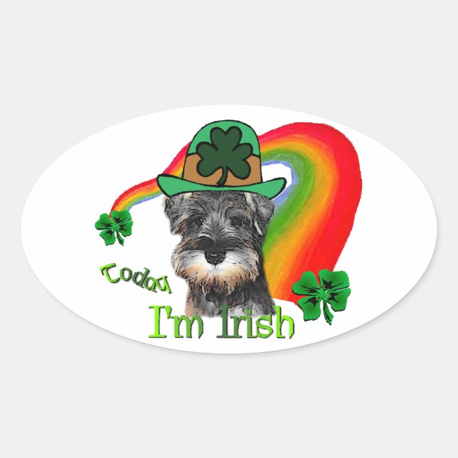 Miniature Schnauzer St Patricks Ovaler Aufkleber (Vorderseite)