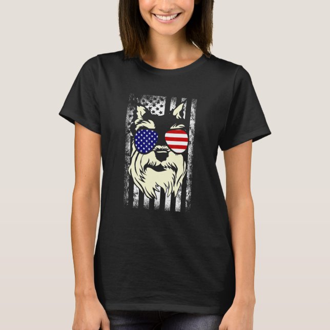 Miniature Schnauzer Usa Flag Schnauzer Dog Sunglas T-Shirt (Vorderseite)