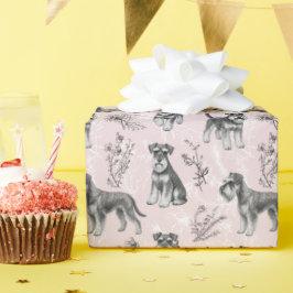 Miniature Schnauzer Vintage Rosa Toile de Jouy Geschenkpapier