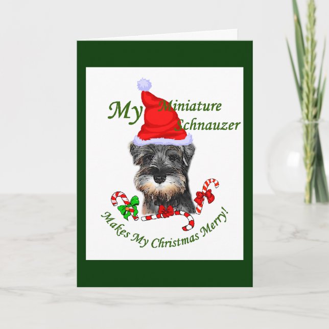Miniature Schnauzer Weihnachtsgeschenke Feiertagskarte (Vorderseite)