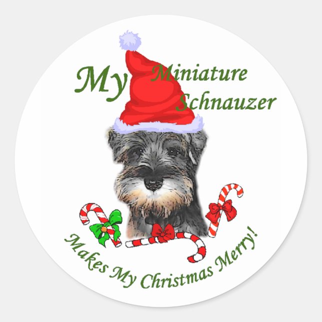 Miniature Schnauzer Weihnachtsgeschenke Runder Aufkleber (Vorderseite)