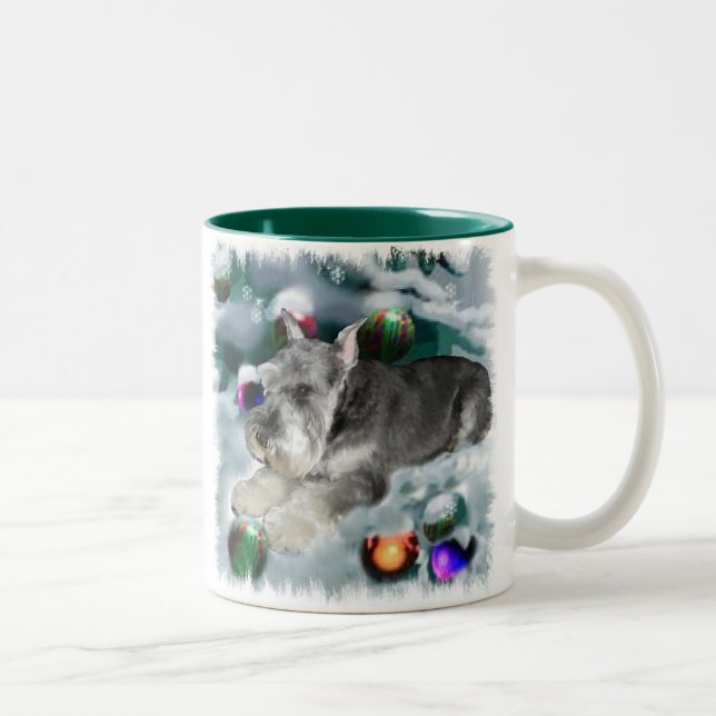 Miniature Schnauzer Weihnachtsgeschenke Zweifarbige Tasse (Rechts)