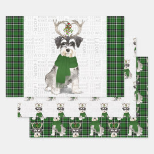 Miniature Schnauzer Weihnachtshund und Green Karie Geschenkpapier Set
