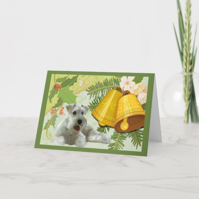 Miniature Schnauzer Weihnachtskartenglocken Feiertagskarte (Vorderseite)