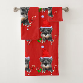 Miniature Schnauzer Weihnachtszeit Badhandtuch Set