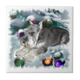 Miniature Schnauzer Weihnachtszeit Fliese