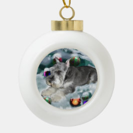 Miniature Schnauzer Weihnachtszeit Keramik Kugel-Ornament