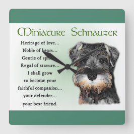 Miniature Schnauzer Welpengeschenke Quadratische Wanduhr