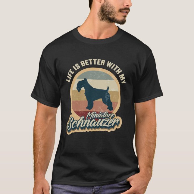 Miniature Schnauzer  with dogs Retro T-Shirt (Vorderseite)