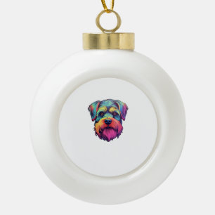 Miniature Shining Schnauzer Neon Retro Sticker Keramik Kugel-Ornament