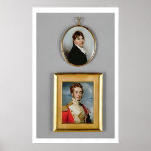 Miniaturen der jungen Offiziere des 38. Madras-Na Poster