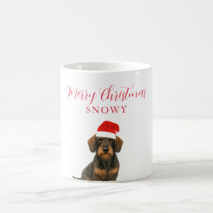 Miniaturhund mit Weihnachtsmannmütze Weihnachten Kaffeetasse