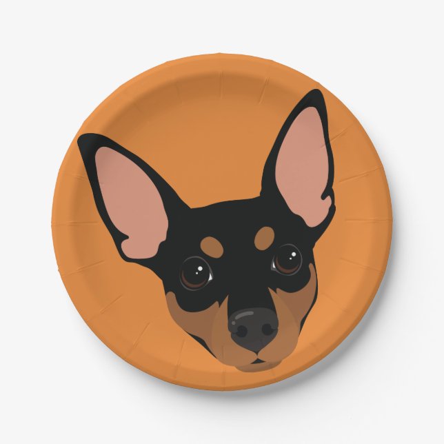 Miniaturpinscher-minimales Pappteller (Vorderseite)