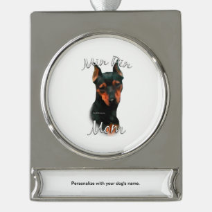 Miniaturpinscher (schwarz) Mama 2 Banner-Ornament Silber