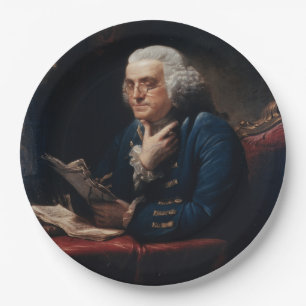 Miniaturporträt, Benjamin Franklin Gründungsvater Pappteller
