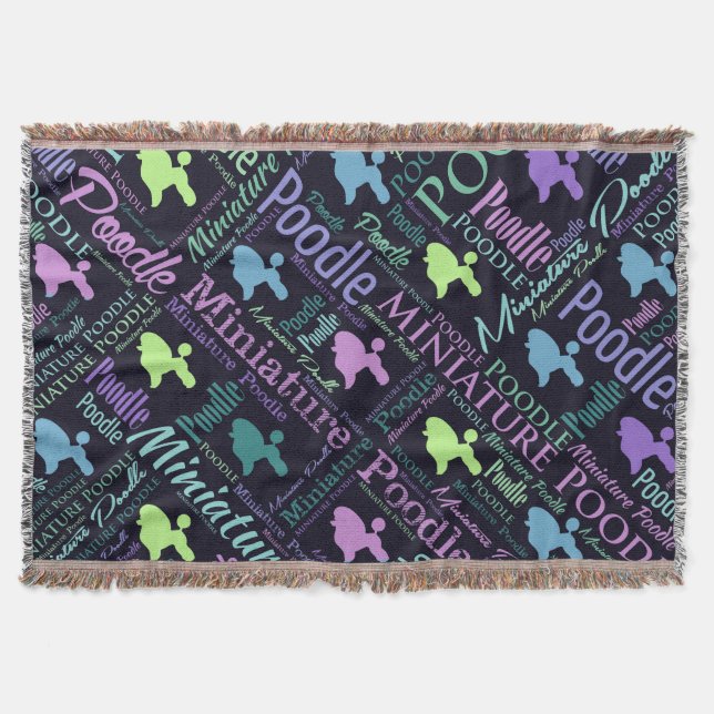 Miniaturpudel-Wort-Kunst Decke (Vorderseite)