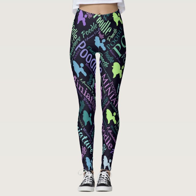 Miniaturpudel-Wort-Kunst Leggings (Vorderseite)