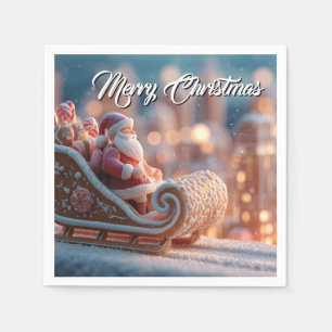 MiniaturSanta in Gingerbrett Schlitten Serviette