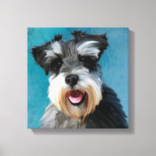 Miniaturschnauzer Aquarell-Kunstmalerei Leinwanddruck