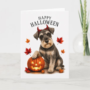 Miniaturschnauzer Halloween Teufelshund Karte