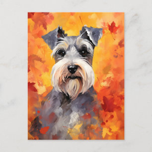 Miniaturschnauzer Herbst Dankeschön  Postkarte