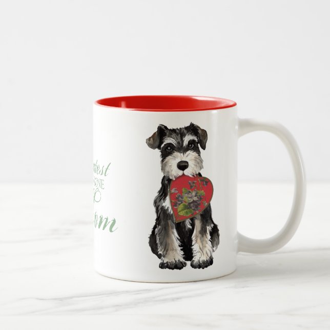 Miniaturschnauzer-Herz-Mama Zweifarbige Tasse (Rechts)