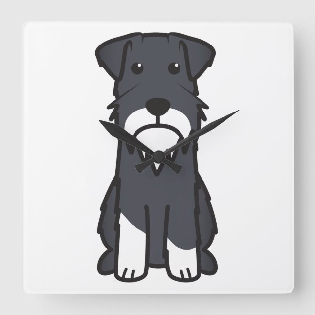 Miniaturschnauzer-HundeCartoon Quadratische Wanduhr (Vorderseite)