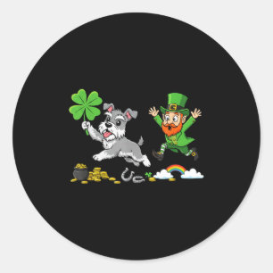 Miniaturschnauzer Kleeblatt St. Patricks Tag Damen Runder Aufkleber