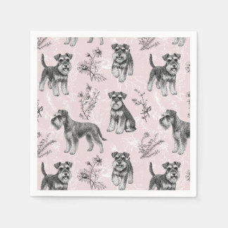 Miniaturschnauzer Vintage Rosa Toile de Jouy Serviette