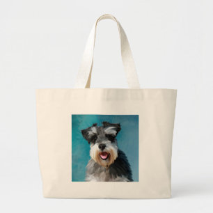 Miniaturschnauzer-Wasserfarben-Kunstmalerei Jumbo Stoffbeutel