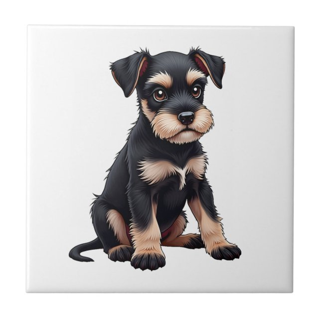 Miniaturschnauzer-Welpe (3) Fliese (Vorderseite)