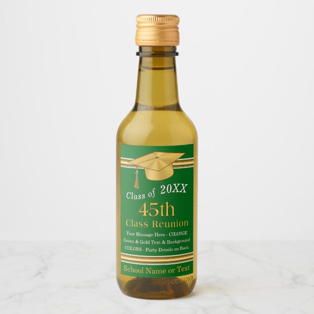 Miniaturweinflaschen-Etiketten, grün und Gold Weinetikett (Vorderseite)