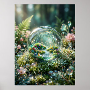 Miniaturwelt in einem Tautropfen Poster