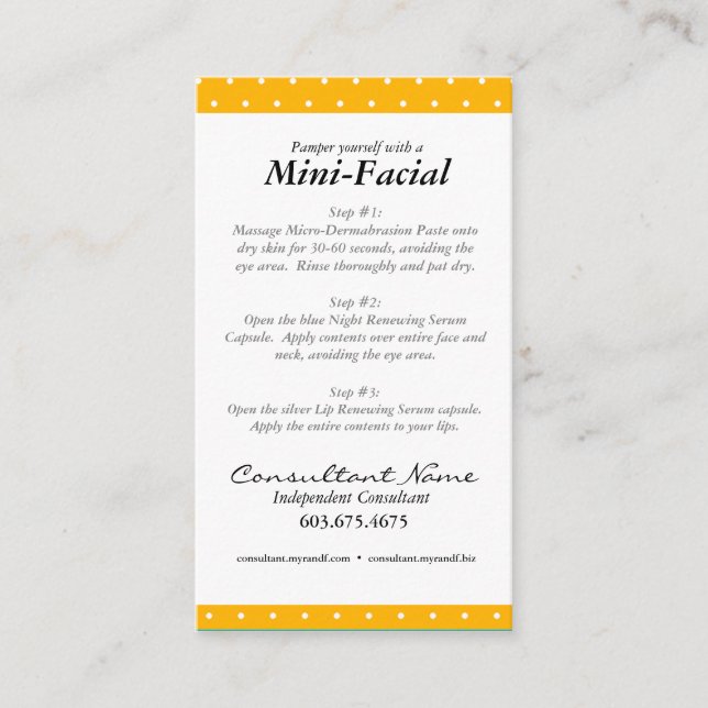 Minigesichtsanweisungskarten Visitenkarte (Vorderseite)