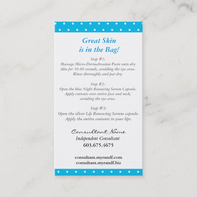 Minigesichtsanweisungskarten Visitenkarte (Vorderseite)