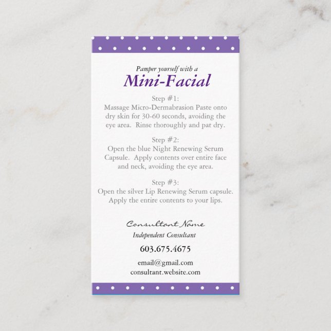 Minigesichtsanweisungskarten Visitenkarte (Vorderseite)