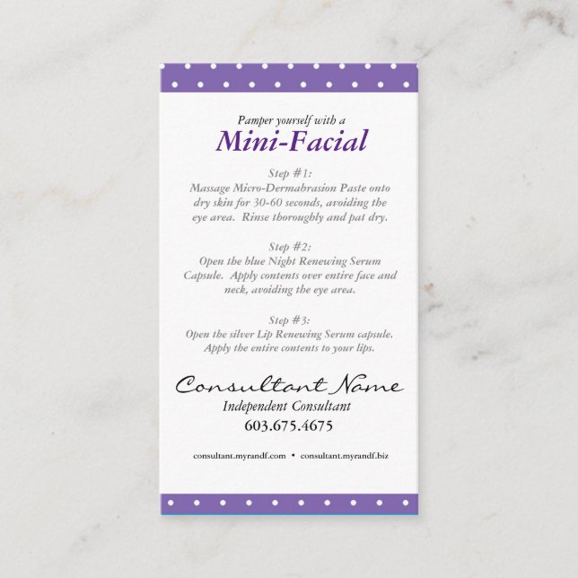 Minigesichtsanweisungskarten Visitenkarte (Vorderseite)