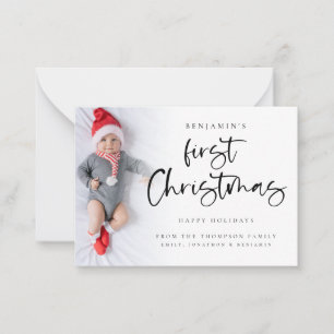 Minigröße Baby First Christmas Custom Foto Card Mitteilungskarte