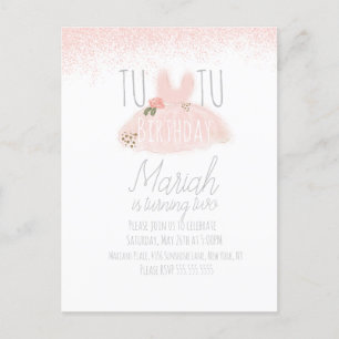 Minikinder-Tutu-Mädchen-Geburtstag wird zwei Glitt Postkarte