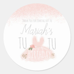 Minikinder-Tutu-Mädchen-Geburtstag-wird-zwei-Glitz Runder Aufkleber