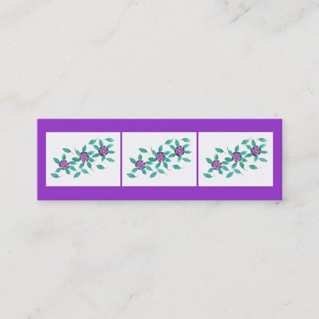 MiniLesezeichen-Karten, lila Primel-Blumen Mini Visitenkarte (Vorderseite)