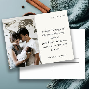 Minimal 1 Foto Schwarz & Weiß Weihnachtsgeist Feiertagspostkarte