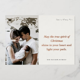 Minimal 1 Photo Black & White Christmas Spirit Folien Feiertagskarte