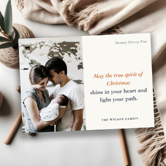 Minimal 1 Photo Navy Rust Dusky Christmas Spirit Feiertagskarte