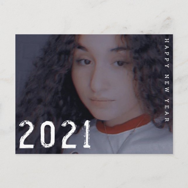Minimal 2021 Fotokarte für neue Jahre Postkarte (Vorderseite)
