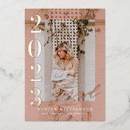 Minimal 2022 Grad Party Script Rosa Overlay Foto Folieneinladung