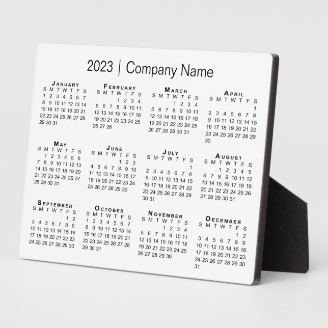 Minimal 2023 Calendar Company Name Desktop Fotoplatte (Seite)
