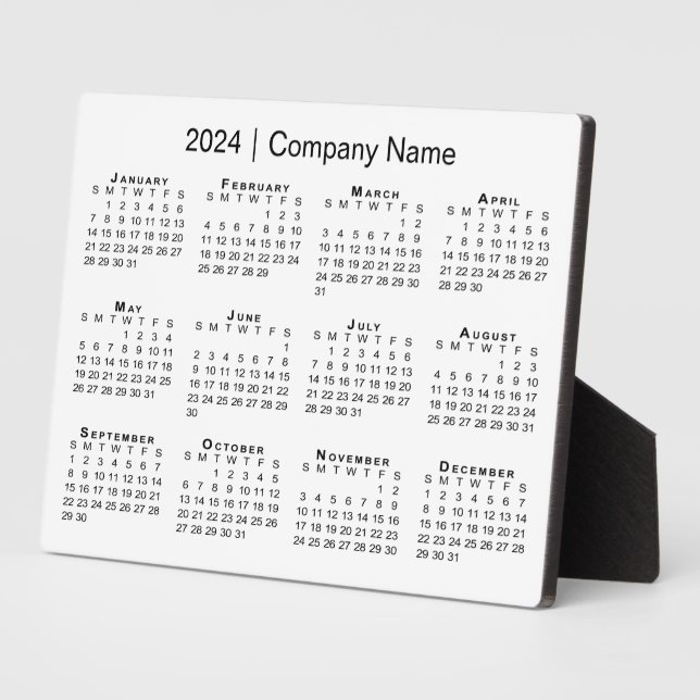 Minimal 2024 Calendar Company Name Desktop Fotoplatte (Seite)
