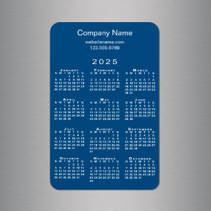 Minimal 2025 Calendar Company Name Blue Magnet