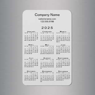 Minimal 2025 Calendar Company Name Info über Gray Magnet